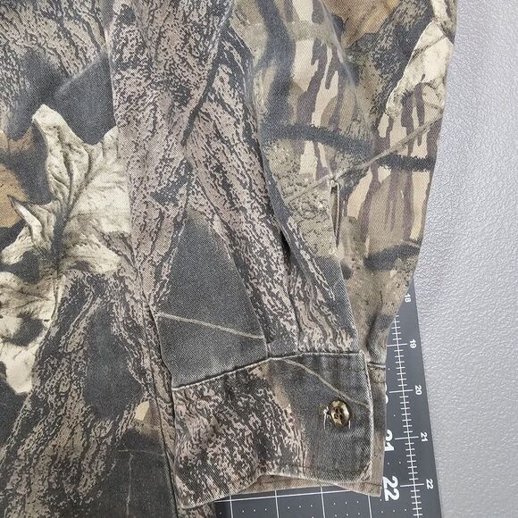 Mossy Oak Camo Safari Shirt XL Work Outdoors Realtree Hunting Grunge Y2K Twill - Picture 3 of 12
